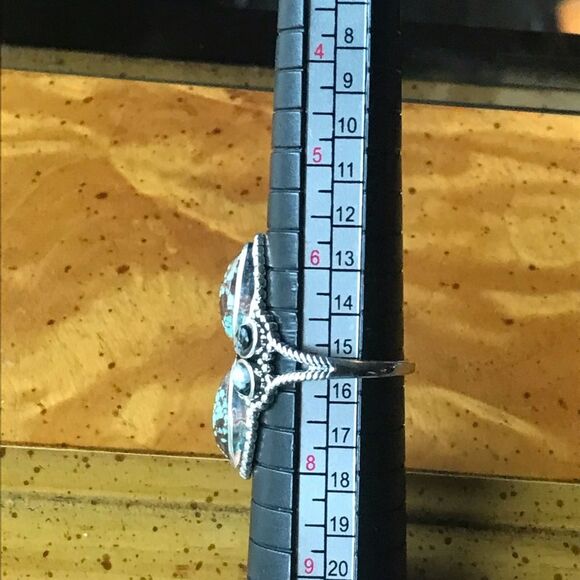 White Buffalo Royston Blue Horizon Turquoise Sterling Silver Ring Size 7 - Picture 6 of 8